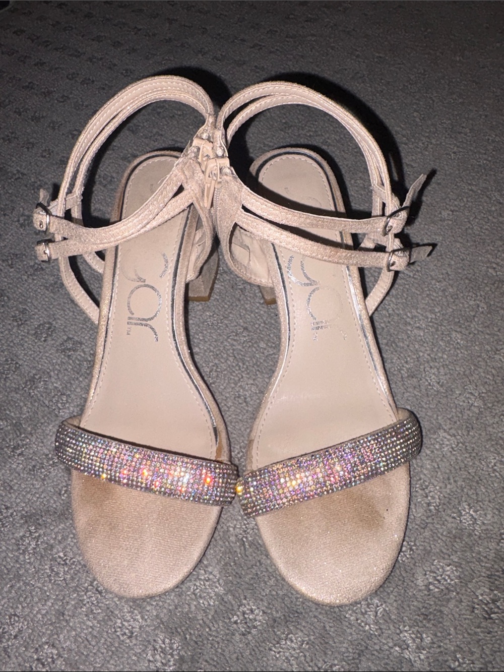 Women’s Nude Beaded Ankle-Strap Sandals